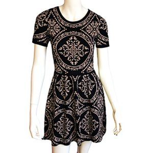 Romeo & Juliet Couture Black & Pink Short Sleeve Sweater Dress Size S